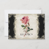 バロックスタイルヴィンテージバラブラックnクリームレース 招待状 (裏面)