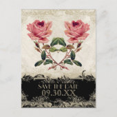 バロックスタイルヴィンテージバラブラックnクリームレース 案内ポストカード (正面)