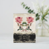 バロックスタイルヴィンテージバラブラックnクリームレース 案内ポストカード (スタンド正面)