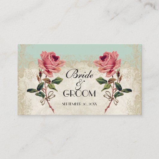 バロックスタイルヴィンテージバラミントテーブルナンバーカード プレイスカード (正面)