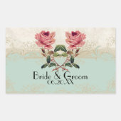 バロックスタイルヴィンテージバラミントンクリームレース 長方形シール (正面)