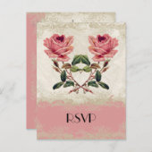 バロックスタイルヴィンテージバラレース インビテーションポストカード (正面/裏面)