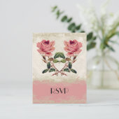 バロックスタイルヴィンテージバラレース インビテーションポストカード (スタンド正面)