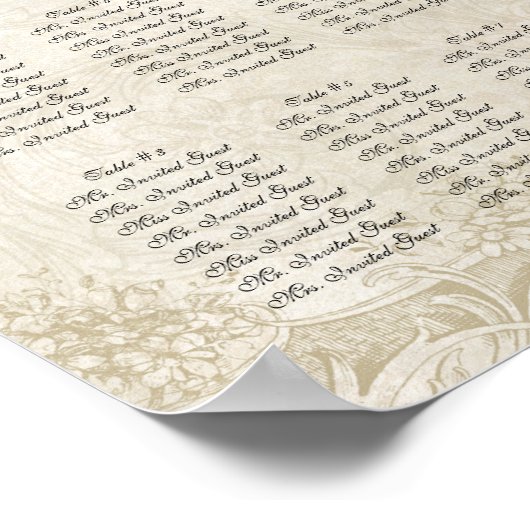 バロックスタイルヴィンテージバラ披露宴座席表 ポスター (角)