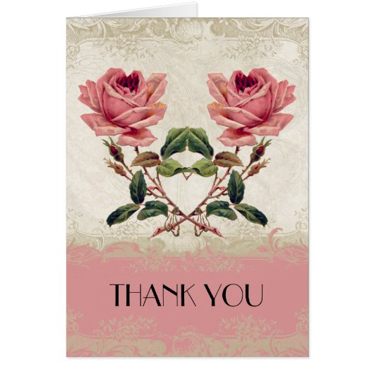 バロックスタイルヴィンテージバラ赤面サンキューノート (正面)