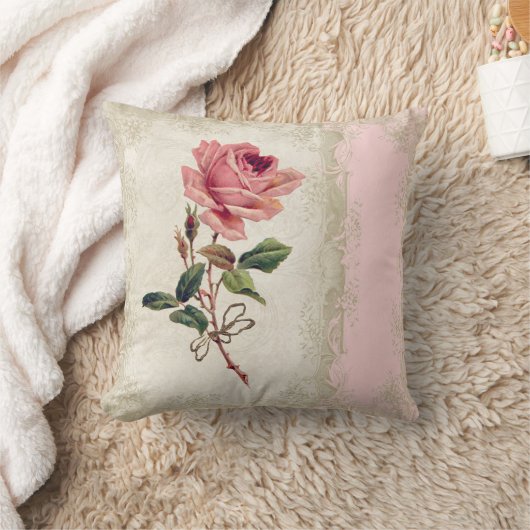 バロックスタイルヴィンテージバラ赤面nクリームレース クッション (ブランケット)