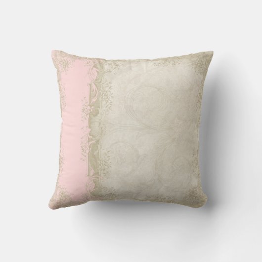 バロックスタイルヴィンテージバラ赤面nクリームレース クッション (裏面)