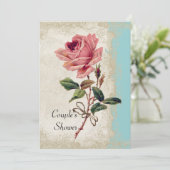 バロックスタイル ヴィンテージ ローズ アクア&クリーム ラッセ 招待状 (スタンド正面)