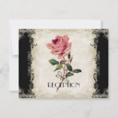 バロックスタイル ヴィンテージ ローズ ブラック アンド クリーム レース 招待状 (裏面)