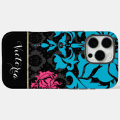 バロックパーソナライズされたピンクアクアブラック&金ゴールド Case-Mate iPhoneケース (裏面 (横))