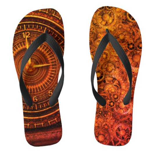 バロックビクトリアンクロックのスチームパンブラウン ビーチサンダル (フットベッド)