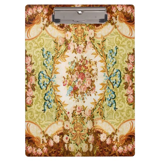 バロックビクトリアンフローラバラタペストリー クリップボード (正面)