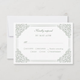 バロックビクトリアンミュートされた緑のヴィンテージフレーム 出欠カード