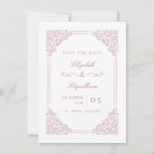 バロックビクトリアンロマンチックなピンクのヴィンテージフレーム セーブザデート (正面)