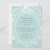 バロックピーコックブライダルシャワー招待状アクアブルー 招待状 (裏面)