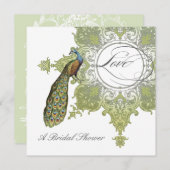 バロックピーコックブライダルシャワー招待状アクアブルー 招待状 (正面/裏面)