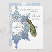 バロックピーコックブライダルシャワー招待状ブルー 招待状 (正面/裏面)