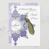 バロックピーコックブライダルシャワー招待状ラベンダー 招待状 (正面/裏面)