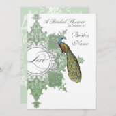 バロックピーコックブライダルシャワー招待状春グリー 招待状 (正面/裏面)