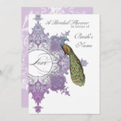 バロックピーコックブライダルシャワー招待状 – パープル 招待状 (正面/裏面)