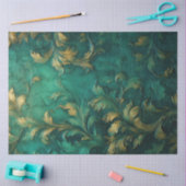 バロックフェイク金ゴールド離れオーナメント深いグリーン 薄葉紙 (クラフト)