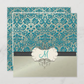 バロックフォフェイクイルレース/ティール（緑がかった色）招待状 招待状 (正面/裏面)