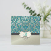 バロックフォフェイクイルレース/ティール（緑がかった色）招待状 招待状 (スタンド正面)