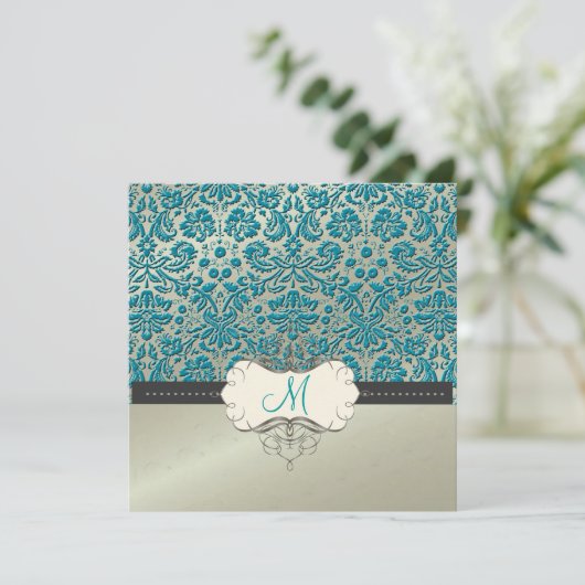 バロックフォフェイクイルレース/ティール（緑がかった色）招待状 招待状 (スタンド正面)