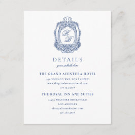 バロックフランスのクレストブルーアンティーク結婚ズ エンクロージャーカード