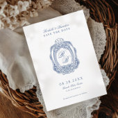 バロックフランスのクレストブルーアンティーク結婚ズ セーブザデート