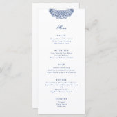 バロックフランスのクレストブルーアンティーク結婚ズ メニュー (正面/裏面)