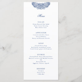 バロックフランスのクレストブルーアンティーク結婚ズ メニュー