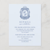 バロックフランスのクレスト結婚ブルー エンクロージャーカード (正面)