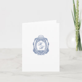 バロックフランスのクレスト青イニシャル結婚の写真 ノートカード