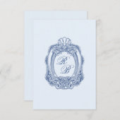 バロックフランスのクレスト青イニシャル結婚ズ ノートカード (正面/裏面)