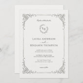 バロックフレームローレルリースエレガントウェディング 招待状 (正面/裏面)