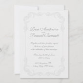 バロックフレーム白黒結婚式招待状 招待状 (正面)