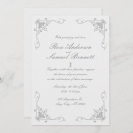 バロックフレーム白黒結婚式招待状 招待状