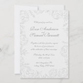 バロックフレーム白黒結婚式招待状 招待状 (正面)
