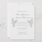 バロックフレーム白黒結婚式招待状 招待状 (正面)