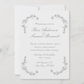 バロックフレーム 黒と白の結婚式招待状 招待状 (正面)