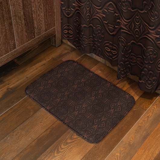 バロックフローラフェイクレザーレザークラフトパターン バスマット