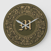 バロックフローラリースモノグラムプリント ラージ壁時計 (正面)