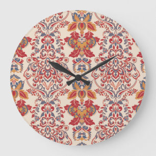 バロックフローラヴィンテージ壁紙デザイン ラージ壁時計