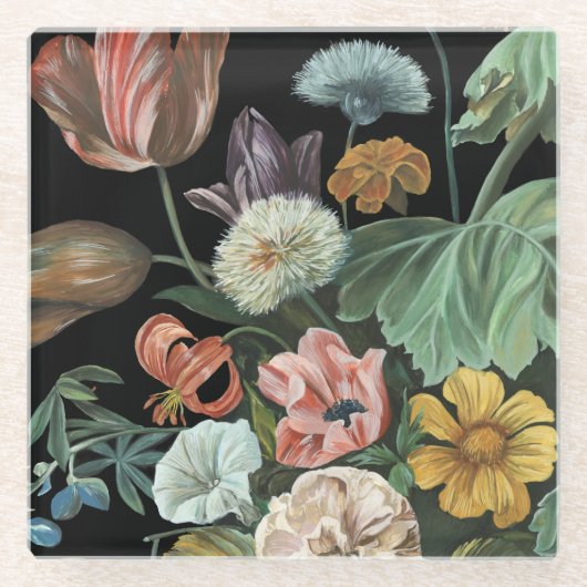 バロックフローラ – 花束 ガラスコースター (正面)