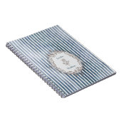 バロックブルーグレーウォーター色ストライプ ノートブック (右側)