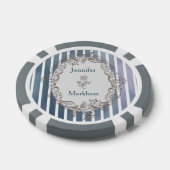 バロックブルーグレーウォーター色ストライプ ポーカーチップ (シングル)