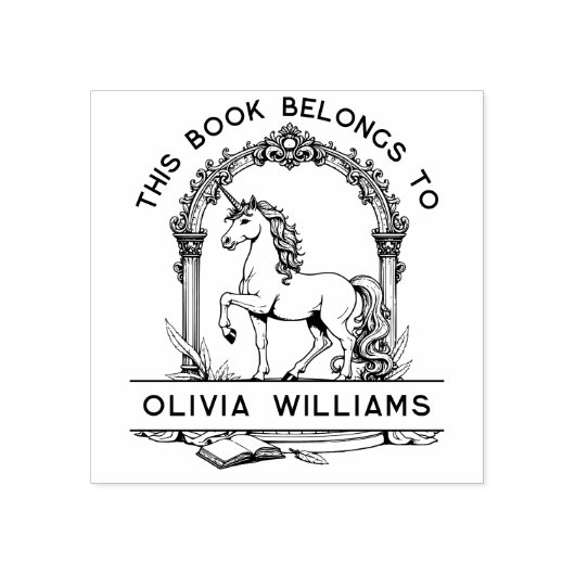 バロックユニコーン蔵書票スタンプ ラバースタンプ (インプリント)