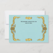 バロックリージェンシーフェイク金ゴールドブルーRSVP応答カード 招待状 (裏面)