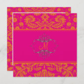 バロックレースダマスク/オレンジ/ピンク/招待状 招待状 (正面/裏面)
